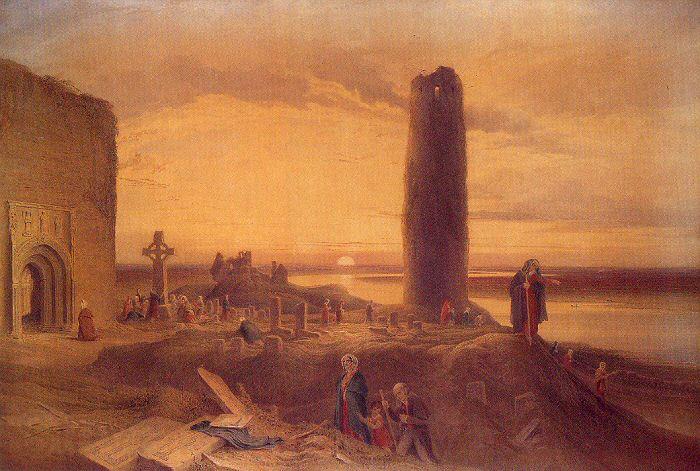 Petrie, George The Last Circuit of Pilgrims at Clonmacnoise Spain oil painting art
